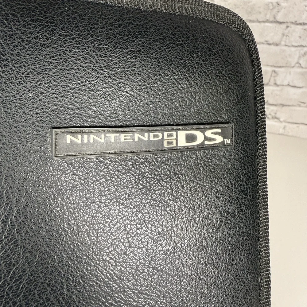 Nintendo DS Carry Travel Case Bi Fold Black Faux Leather